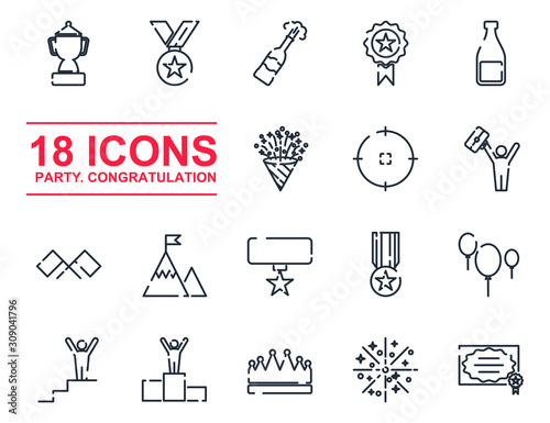 Premium Succes set icon template color editable. Party pack symbol vector sign isolated on white background icons vector illustration for graphic and web design.