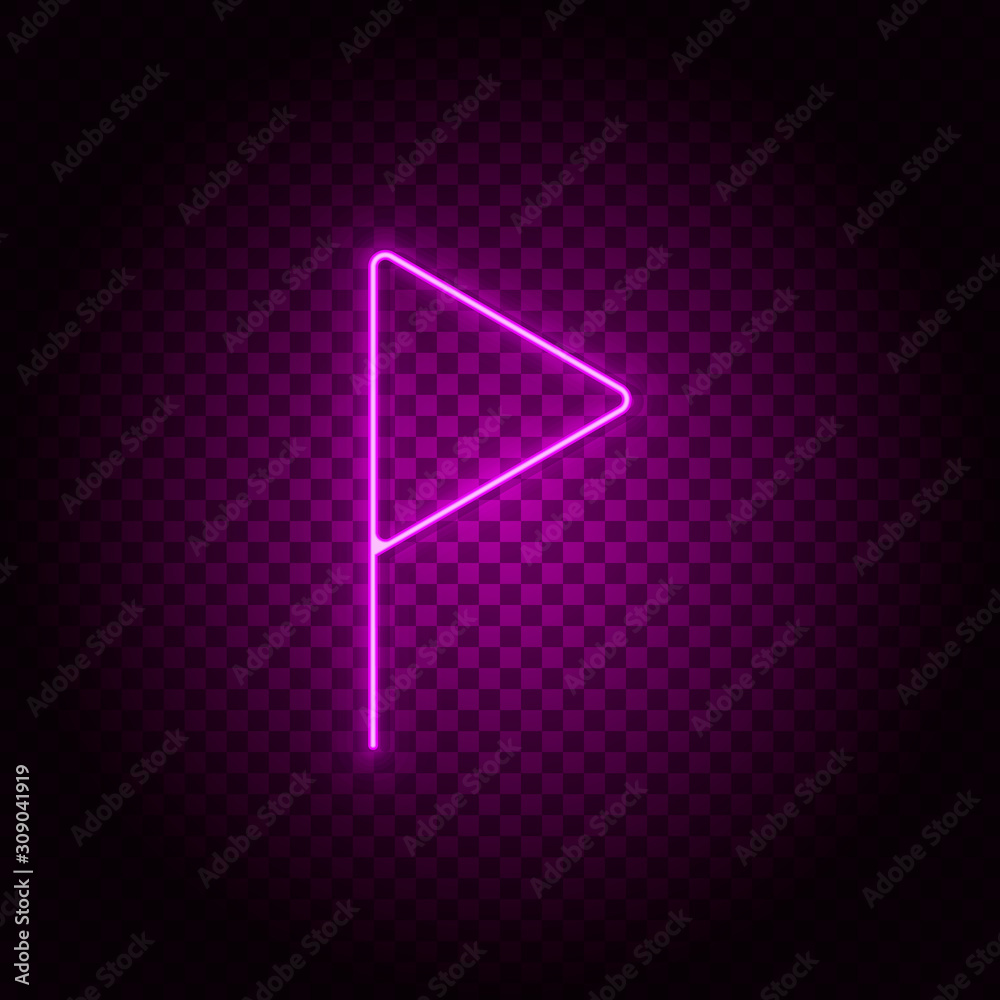 Flag vector icon. Element of simple icon for websites, web design, mobile app, info graphics. Pink color. Neon vector on dark background
