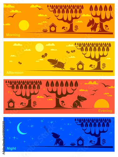 Dog's life, Flat style, Vector, abstract, icons