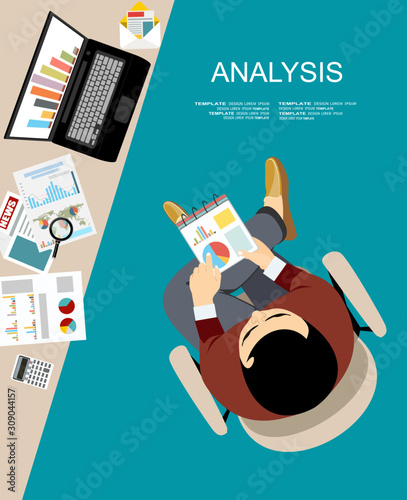 Concepts for business planning and accounting, analysis, audit, project management, marketing, research in flat design style.