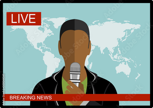 Breaking news - News announcer in the studio - vector