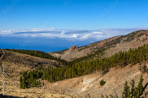 mountain road. Trek through Las Canadas National park, Pico del Teide, Tenerife