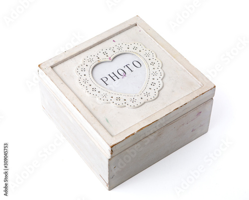 White retro box isolated on white. Shabby chic box. 