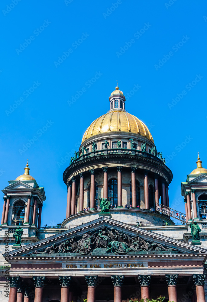 Fragment of St Isaac cathedral in Saint Petersburg, Russia, is the biggest christian orthodox church in the world