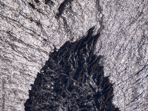 Aerial view of glacier pattern