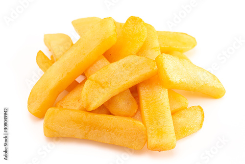 Pile of Chunky Steak Fries Isolated on a White Background