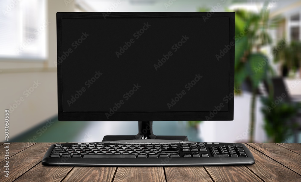 Desktop computer and keyboard on background Desktop computer and keyboard on background
