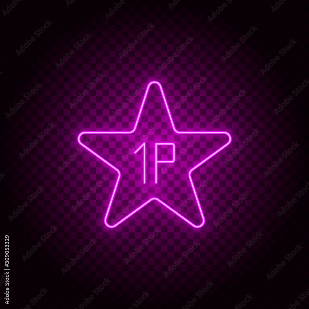 Star, reward, award, one vector icon. Element of simple icon for websites, web design, mobile app, info graphics. Pink color. Neon vector on dark background Star, reward, award, one vector icon. Element of simple icon for websites, web design, mobile app, info graphics. Pink color. Neon vector on dark background