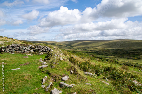 Landscape of Dartmoor National Park in late summer photo