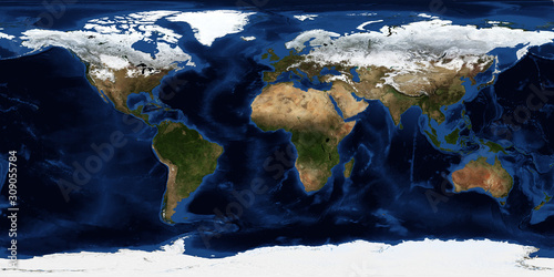 Fototapeta Naklejka Na Ścianę i Meble -  Winter world map. Aerial view