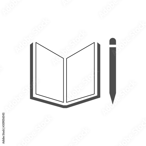 Guest book with pen solid icon. Registry book vector illustration isolated on white. Writing glyph style design, designed for web and app. Eps 10