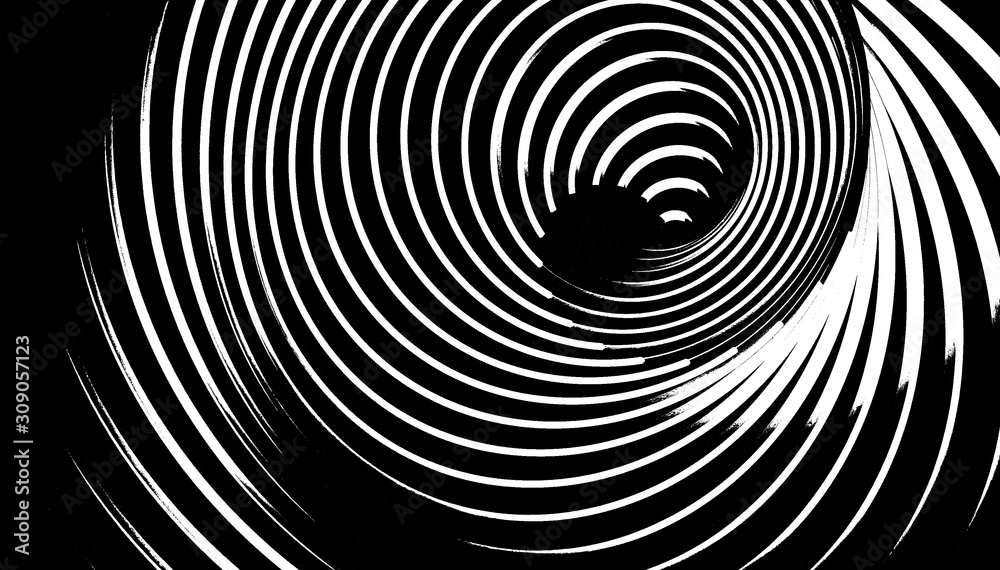 Futuristic abstract vortex wallpaper. Fractal element. Hypnotic radial lines background. 3D illustration. Optical illusion of motion. Black and white backdrop with geometric pattern. Futuristic abstract vortex wallpaper. Fractal element. Hypnotic radial lines background. 3D illustration. Optical illusion of motion. Black and white backdrop with geometric pattern.