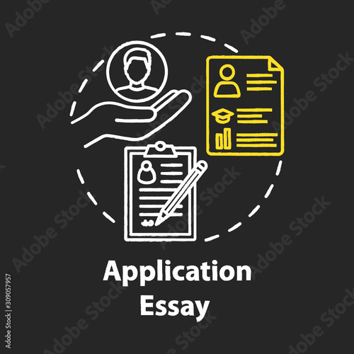Application essay chalk concept icon. Personal statement. Summary and curriculum vitae. Individual characteristics idea. Vector isolated chalkboard illustration