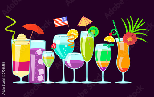 Banner with exotic cocktails