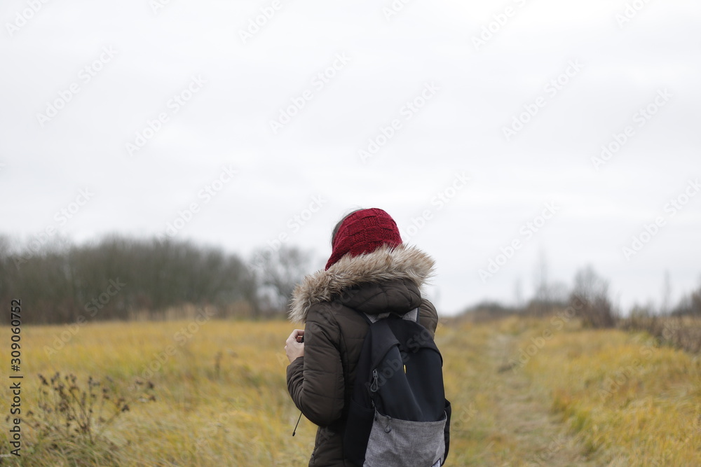 girl in winter forest