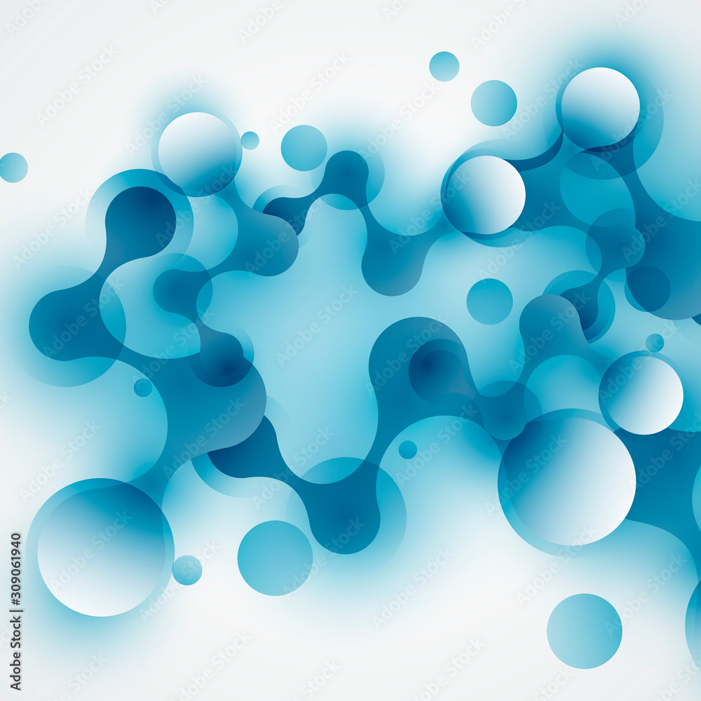 Abstract background with connected circles and lines for digital, interactive, network, social media, science, chemistry, and global concepts