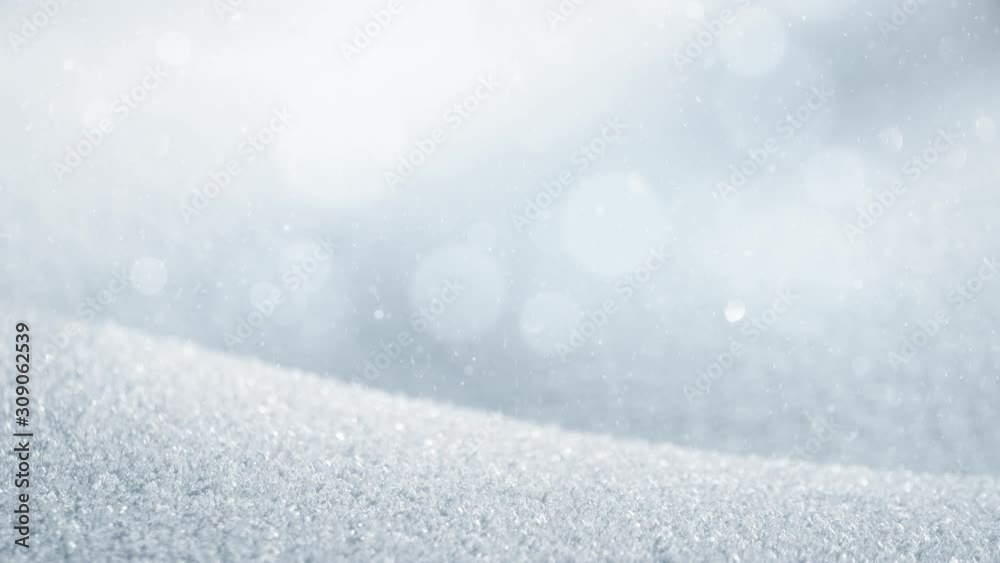 Beautiful snow texture closeup with snowflakes and circle bokeh decoration copy space background. Beautiful snow texture closeup with snowflakes and circle bokeh decoration copy space background.