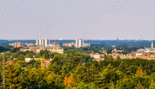 skyline view of the city of apeldoorn from the forest, Dutch town in nature, The netherlands