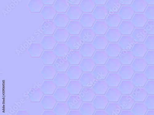 Abstract light blue hexagon background; honeycomb pattern design 3d rendering, 3d illustration