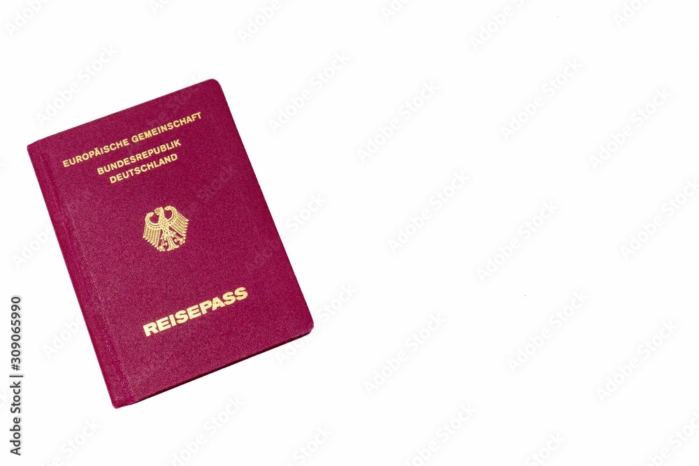 German passport isolated on white background with copy space German passport isolated on white background with copy space