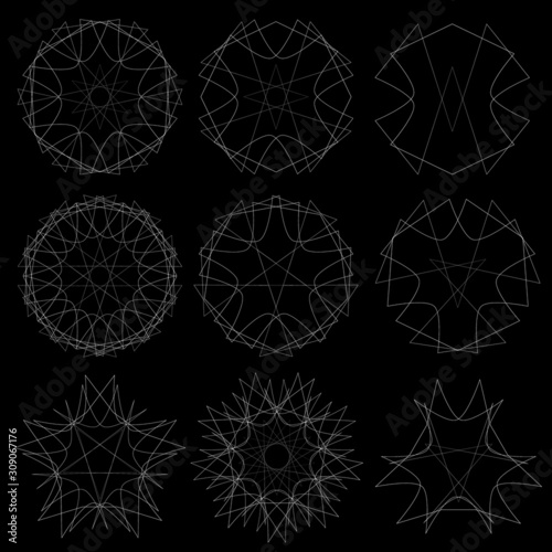 Holiday patterns of stars and flowers for gifts geometric pentagram 