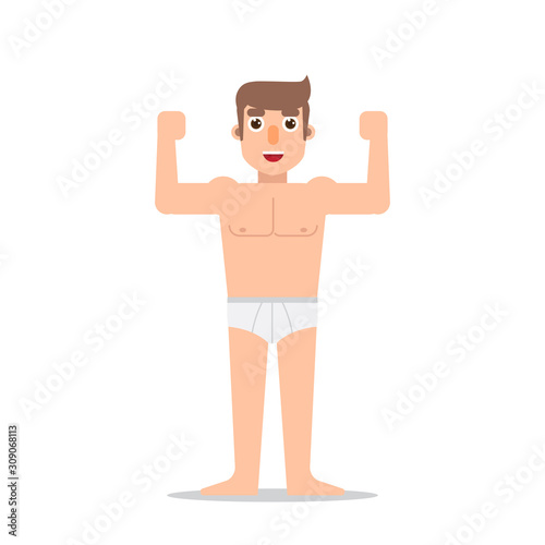 Flat Design Male Healthy Model on iSolated White Background