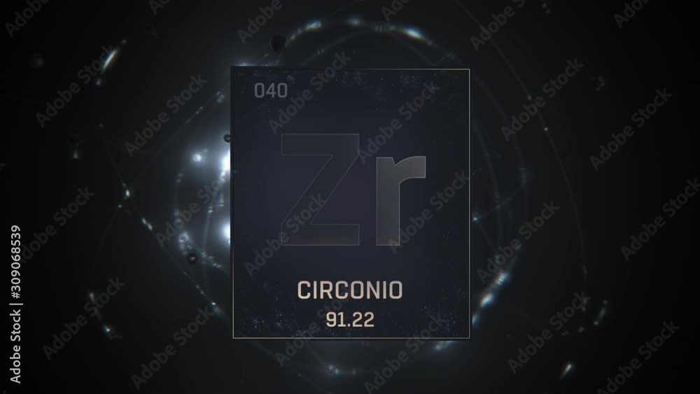 Zirconium as Element 40 of the Periodic Table. Seamlessly looping 3D ...