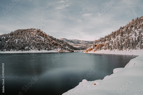 frozen lake in the mountains