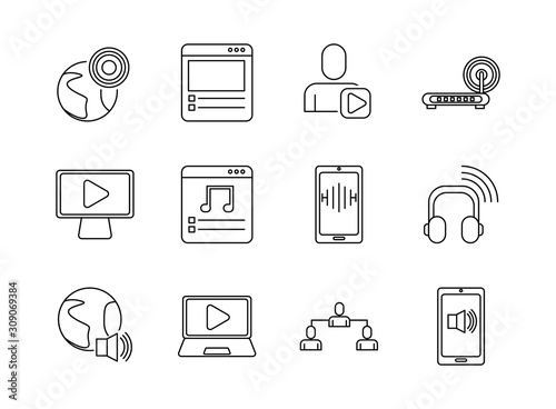 bundle of streaming set icons