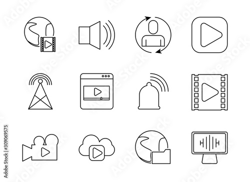 bundle of streaming set icons