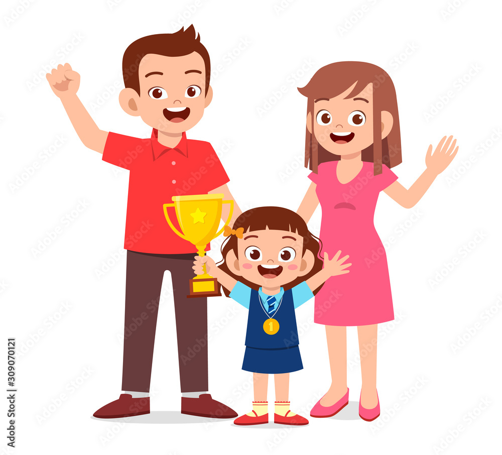 happy cute kid girl become first winner happy cute kid girl become first winner