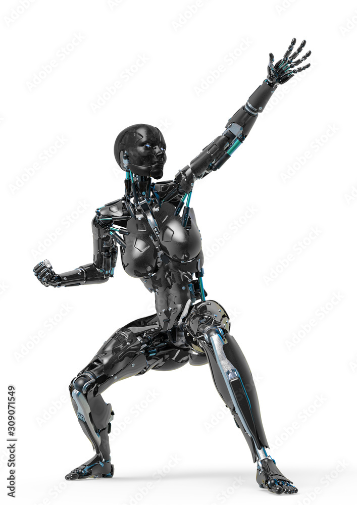 cyborg female comic power loading in a white background cyborg female comic power loading in a white background