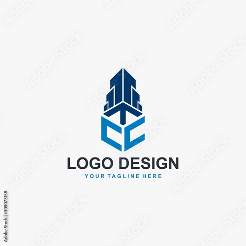 Cube logo design. Letter T in cube illustration sign. Letter and building vector icons.