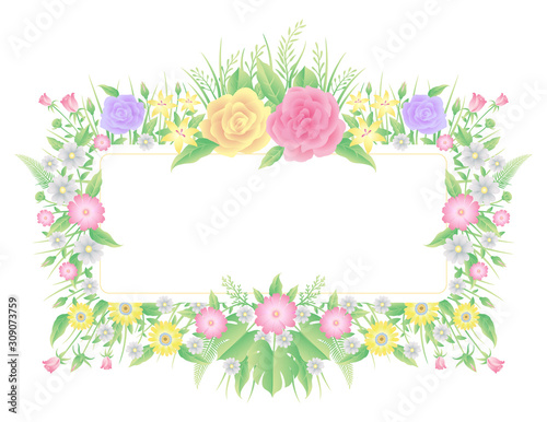 Floral frame watercolor style decoration