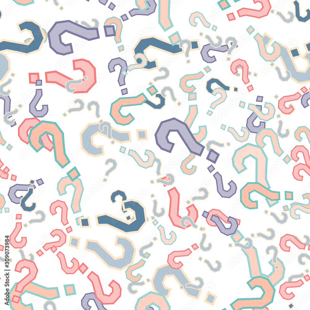 Quiz seamless pattern. Question marks, doubt, faq Quiz seamless pattern. Question marks, doubt, faq