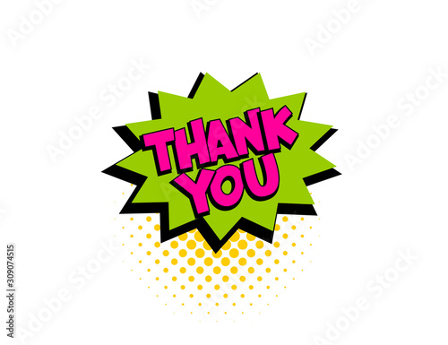 Thank you speech bubble pop art comic text
