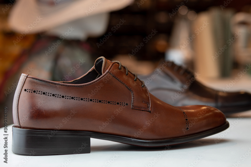 Elegant men shoes - product photography - close up. Blured background for separation - Real leather Elegant men shoes - product photography - close up. Blured background for separation - Real leather