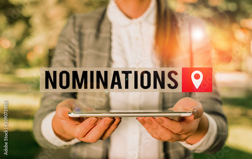 Photography Writing note showing Nominations