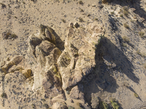 Desert with rocks  top view  texture with space