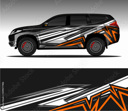 Car wrap decal design vector   livery race rally car vehicle sticker. 4x4 Suv