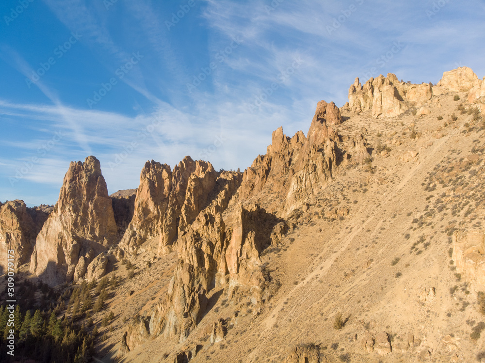 Fototapeta premium rocks in a large canyon, filmed from a height, desert
