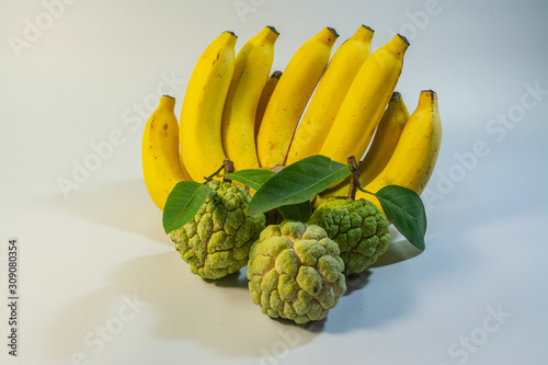 Fruits from Thailand, banana and custard apple are delicious taste, fragrant, sweet, beneficial to health they are popular for foreign tourists.