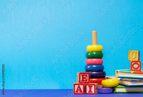books and toys as early education concept