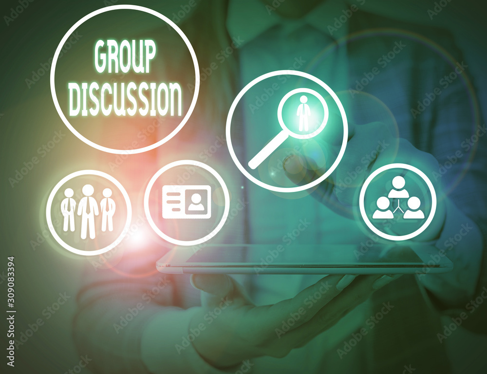 Writing note showing Group Discussion. Business concept for gather either formally or informally to bring up ideas