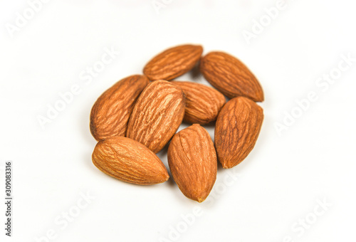 Almond isolated / Nuts on white background natural protein food and for snack