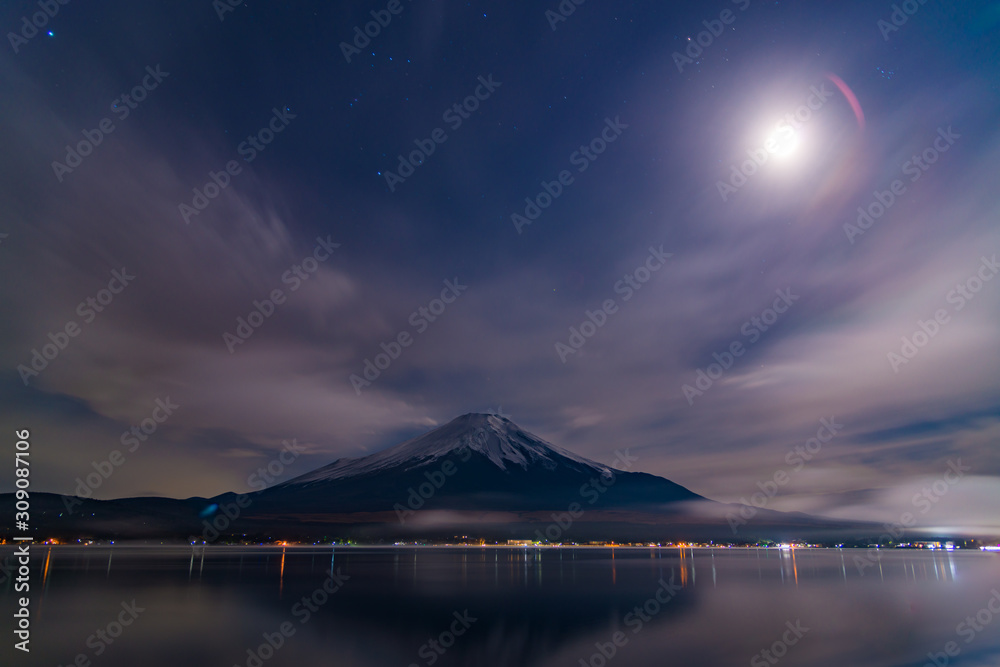 山中湖 満月の深夜