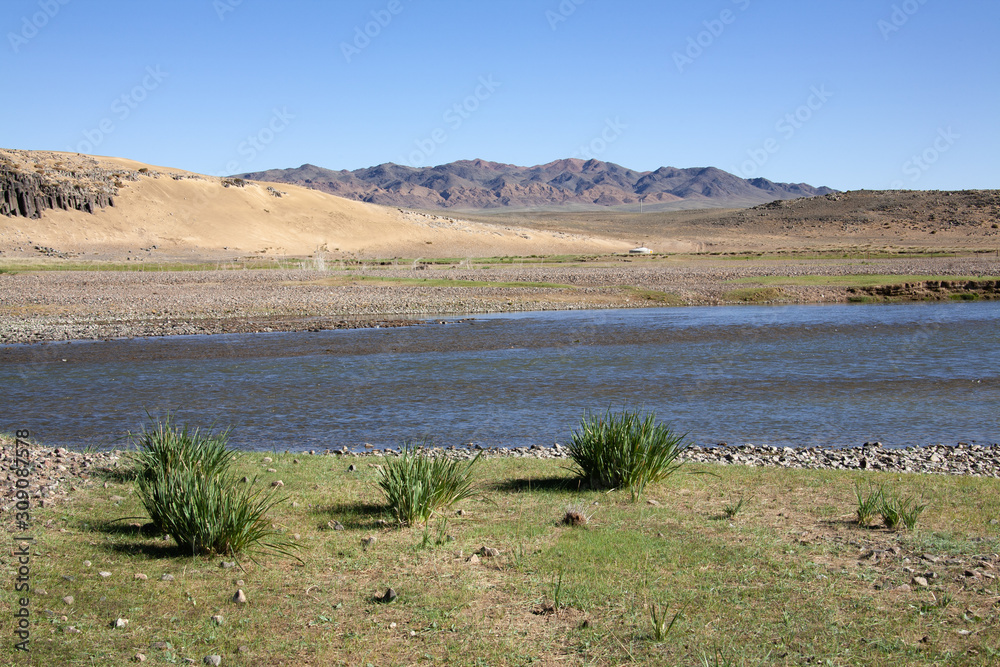 The landscape of the mongolian steppe The landscape of the mongolian steppe
