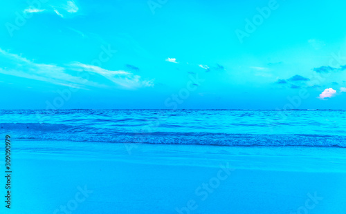 Beautiful landscape of clear turquoise Indian ocean, Maldives is