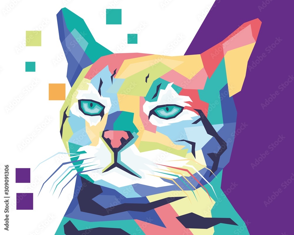 Colorful awesome Cats style in wpap pop art Colorful awesome Cats style in wpap pop art