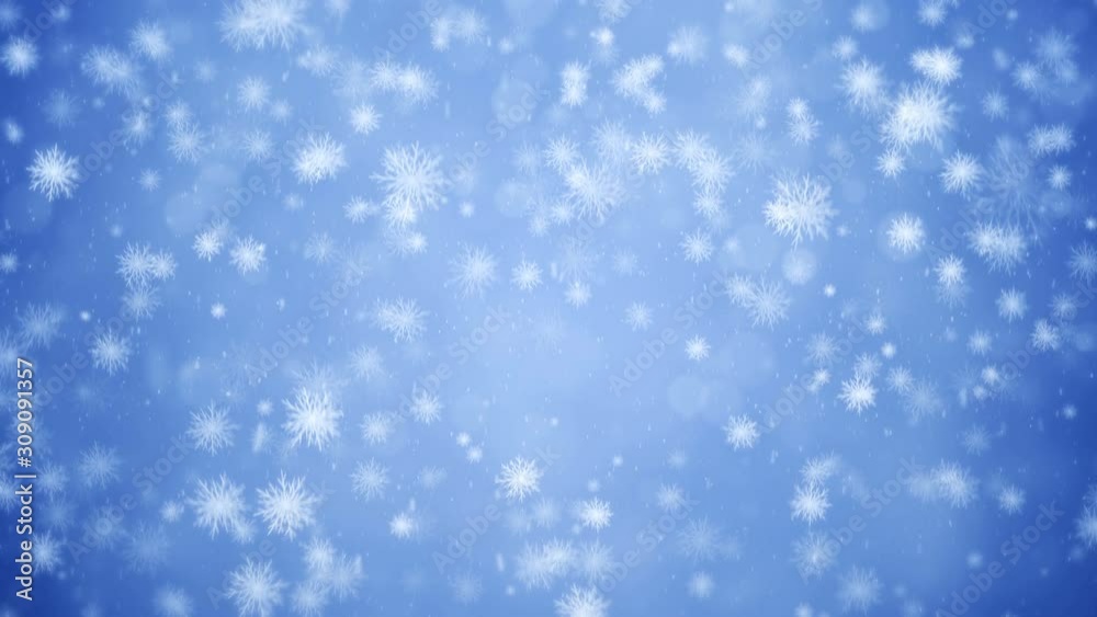 Winter frozen background with falling snowflakes